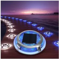 Quntis LED Solarleuchte 4/8 Stück Solarlampen Außen/draußen, Dimmbar Gartenleuchte für Terasse, Solarbetrieben, Automatisches Ein/Aus, Langlebige LEDs, LED fest integriert, Warmgelb, Solar-Deckleuchten Außen, 20t belastbar, Blauweiß, für Weg Deck Gar