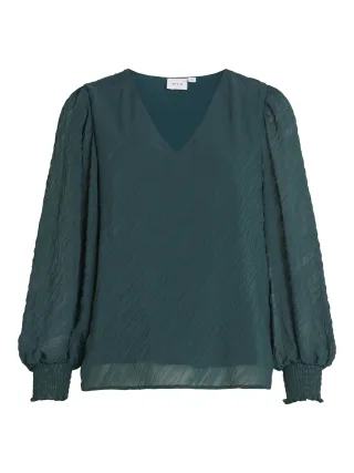 VILA - VIMANELA V-NECK L/S TOP/SU ponderosa pine - Gr. - 34
