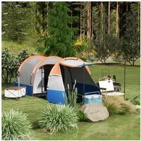 Outsunny Tunnelzelt Campingzelt, Personen: 2 (mit Lichthaken, 2 Räumen, 1 tlg., Winddicht Familienzelt mit Tragetasche), 2000mm Wasserabweisend Zelt für Camping