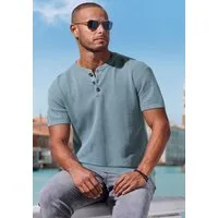 John Devin Henleyshirt - sommerliches Strickshirt mit modischem Rundhals Kleine Knopfleiste mit kontrastfarbenen Knöpfen