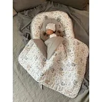 Loolay Bettnestchen BIO BAUMWOLLE BABYNEST Babykokon Neugeborene Babyaustattung SET, (4 Jahreszeiten Kuschelnest Reisebett SOLO/ o. im Premium SETS, 3-tlg., MUSTER: HASE Beige/ GRAU Nestchen 100% Baumwolle), LOOLAY® - 100% Europäische Stoffe und Klei