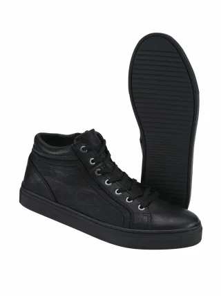 Mey & Edlich Herren High Top Sneaker Midnight Schwarz Decksohle und Obermaterial: Rindleder