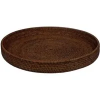 fiolini Dekotablett / Serviertablett Rund Ø 48 cm aus geflochtenem Rattan, handgefertigt
