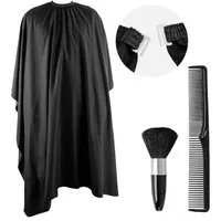 ECENCE Umhängeschürze Friseurumhang mit Kamm und Nackenpinsel - Schwarz, (3-tlg)