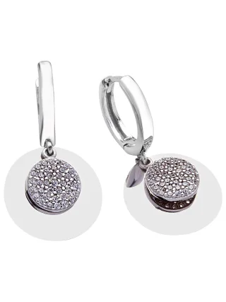Dkeniz Ohrhänger 925/- Sterling Silber rhodiniert Glänzend Zirkonia Weiß