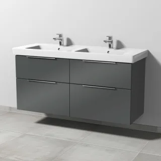 Sanipa 3way Waschtischunterbau zu Villeroy & Boch Subway 2.0 Waschtisch mit 4 Auszügen, Anthrazit-Gl UF61779