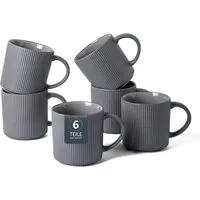 OTTO home Becher Kaffeebecher Ylvii, 6er Set, 6-tlg., Steinzeug, Riffeloptik, spülmaschinenfest und mikrowellengeeignet, 460 ml