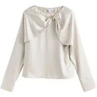 Next Langarmbluse Langärmelige, drapierte Bluse mit Metalldetails (1-tlg)