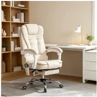 Vinsetto Schreibtischstuhl Bürostuhl mit Massagefunktion, Ergonomisch Drehstuhl mit Wärmefunktion (Computerstuhl, 1 St), höhenverstellbar, Creme