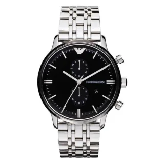 Emporio Armani AR0389 Chronograph Schwarzes Zifferblatt Herrenuhr