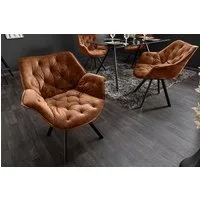 riess-ambiente Polsterstuhl THE DUTCH COMFORT rost braun – Samt, mit Armlehnen, Metall-Beine (Einzelartikel, 1 St), 180° drehbar mit Auto-Return-Funktion – ideal für Esszimmer oder Büro