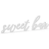 partydeco Dekofigur, Schriftzug Sweet bar 37x10cm Holz Aufsteller weiß