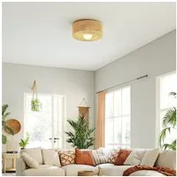 HOMCOM Deckenleuchte Hanfseil-Schirm, LED, für Schlafzimmer, Wohnzimmer, Mehrfarbig