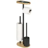 WENKO WC-Garnitur Pomarolo, 4 in 1, mit WC-Bürste, Rollenhalter, Ersatzrollenhalter und Ablage