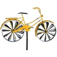 DanDiBo Gartenstecker Metall Fahrrad XL 160 cm Gelb 96101 Shabby Windspiel Windrad Wetterfest Gartendeko Garten Gartenstab Bodenstecker