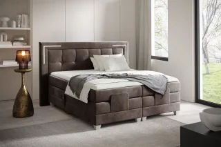 Boxspringbett Elektrisch Bett DORES 200x200cm in Stoff Fresh Schokobraun