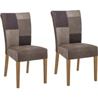 Home affaire Esszimmerstuhl Queen (Set, 2 St), Beingestell aus Massivholz, Patchwork Bezug im Landhaus Stil