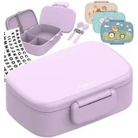 BEARFOOT Lunchbox Brotdose Kinder mit Fächern, leicht & auslaufsicher - lila, Kindergarten und Schule - Mädchen und Jungen, Vesperbox, Snackbox