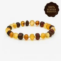 M-Punkt24 Armband 100% Echter Bernstein (naturbelassen, mit Gummiband, mit Geschenke-Etui), Damen Edelstein