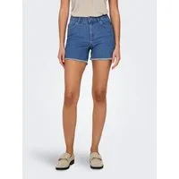 ONLY Jeansshorts ONLLAURA MID WAIST SHORT RW BOX mit ausgefranstem Saum