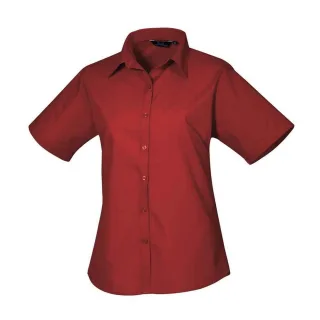 Premier - Bluse für Damen kurzärmlig (Burgunderrot)
