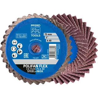 PFERD TOOLS COMBIDISC Korund Mini-POLIFAN CDR Ø 75mm A40 für universelle Anwendungen - 42719812