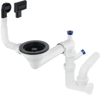 Neuesbad Siphon SPACE SAVER für 1-Becken SINKS 3,5", Schwarz NB1DEZXYN9491