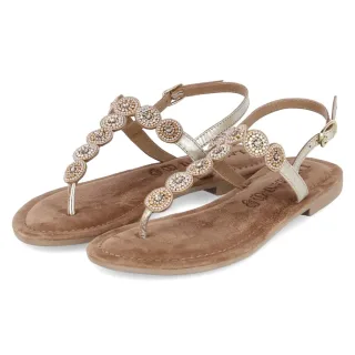 LAZAMANI Zehentrenner-Sandalen - Gr. 36 - Gold - Leder und Synthetik