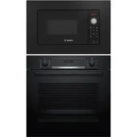 BOSCH Backofen-Set EcoClean + Mikrowelle 38cm Nischenhöhe f. Hochschränke schwarz