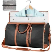 Mutig Reisetasche Reisetasche aus Leder, 2-in-1Hängetasche Anzugtasche für Damen&Herren (Wasserdichter Sporttasche mit Schuhbeutel, verstellbarem Schultergurt, Faltbarer Kleidersack, großem Fassungsvermögen, leicht, hochwertig), Fitness Tasche mit ge