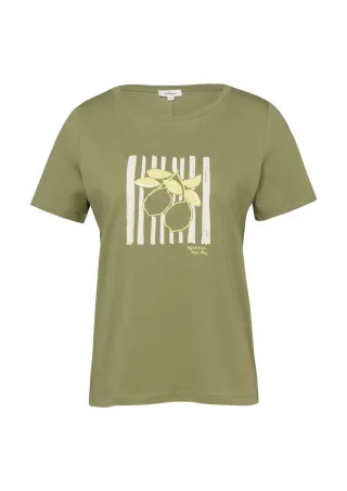 s.Oliver Red Label - Baumwoll-T-Shirt mit Frontprint und Pailletten grün - Gr. - 34