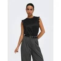 ONLY Spitzentop ONLSINE S/L LACE TOP CS JRS Materialmix, regular fit, Rundhals