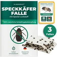 Silberkraft Insektenfalle Speckkäferfalle mit Spezial-Lockstoff Langzeitschutz, Biozidfrei & Geruchslos Extrastarke klebefläche Gezielte Anlockung