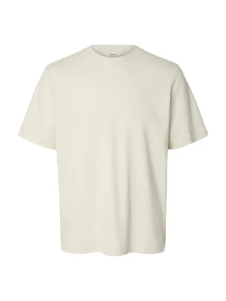 SELECTED MEN - SLMTAJ MID WGT PEACH SS O-NECK TEE NOOS Silver Birch - Gr. - L
