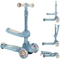 MoMi Dreiradscooter Debe, 2-in-1 Kinderroller mit Sitz, LED-Rädern und Klappfunktion