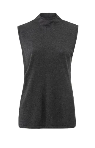 Yaya - Ärmelloser Pullover mit hohem Kragen grau - Gr. - XS