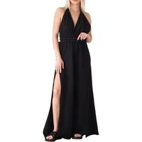 WENOR Sommerkleid mit V-Ausschnitt Bindegürtel & Rückenträger 100% Baumwolle Musselin (1-tlg) rückenfrei mit geflochtenen Trägern, luftiger Boho-Look