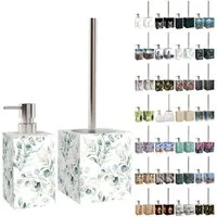 Sanilo Badaccessoire-Set mit Motiv, viele schöne Seifenspender und WC Bürsten zur Auswahl, Klobürste mit auswechselbaren Bürstenkopf, 2 tlg., 2-tlg., Desinfektionsspender mit stabiler Pumpe, hochwertig & modern