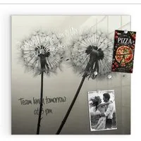 Primedeco Magnettafel Glas Pusteblume Schwarz Pinnwand Whiteboard beschreibbar, (Inklusive Stift, Magnete und Montagematerial, 1-tlg., 9 verschiedene Größen), Magnetisch und Beschreibbar