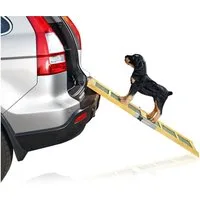 Feel2Home Hunderampe Hunderampe Hunde Rampe Auto Teleskop Einstiegshilfe Autorampe (Stück, 1-St., Rampe), Vorimprägniertes Fichtenholz und Asphaltmatte