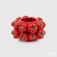 enzo de gasperi Dekovase Designervase neu aus Italien mit roten Tomaten besetzt in 2 Größen (verschiedene Größen können kombiniert werden), glasierte Keramik