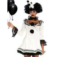 Leg Avenue Clown-Kostüm Pierrot Kleid Clown Karneval Faschingskostüm Damen, Schwarz-weißes Clownkleid für monochrome Gemüter