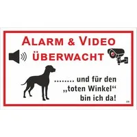 Hermann Schütz Hinweisschild Alarm & Video 150x250 mm Kunststoff, (1 St)