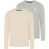 H.I.S Langarmshirt (Packung, 2-tlg., 2er-Pack) Langarm, bedruckt, Rundhalsausschnitt, aus 100% Baumwolle