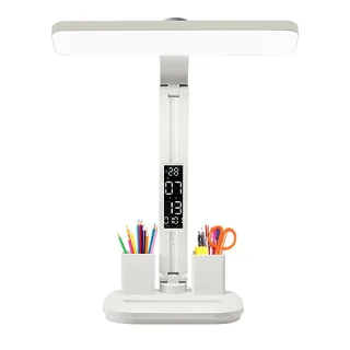 Elfeland 8W LED Desk Lamp Wide Area Reading Light with Time Temperature Display Screen 3200mAh Rechargeable Adjust Brigh