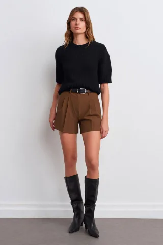 Hochtaillierte Crepe Shorts Maßgeschneidert