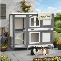 Zooprinz Kleintierstall Krümmel auf Holzfüßen 2 Etagen 122x104x48 cm (BxHxT), Bitumendach, massives Vollholz, wetterfest