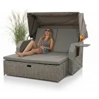 Mucola Strandkorb Strandkorb Sonnenliege Sonnenbett mit Dach aus Polyrattan Relaxliege, BxTxH: 145,00x143,00x130,00 cm, (Stück, 1-tlg), Sonnenschutzdach