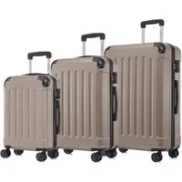 YONSLY Kofferset Premium Reisekoffer TSA-Schloss,YKK-Reißverschluss Hartschalen-Koffer, 4 Rollen, (3 tlg., M-L-XL-Set), Trolley Kabinenkoffer Rollkoffer Suitcase Handgepäck Teleskopstange