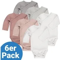 LaLoona Body (6er-Pack) Baby Langarm Wickelbody aus 100% Baumwolle, für bequemes Wickeln